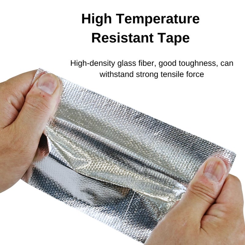 CHUANGSEED Adhesive Aluminum Foil Fiberglass Heat Shield Tape 3in x 90ft, Reflective Material Cool Tape Self-Adhesive for HVAC, Pipe, Auto,High Temp Protection - Image 4